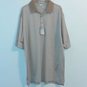 🔥 2/$10 Martin Golf Apparel Tan & Cream Polo Sz XL NWT